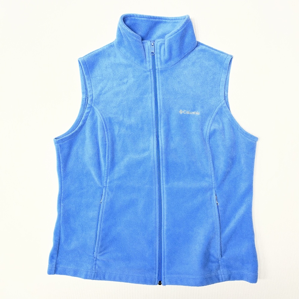 Columbia Fleece Vest Womens XL Blue Full Zip Pockets Lightweight Outdoor